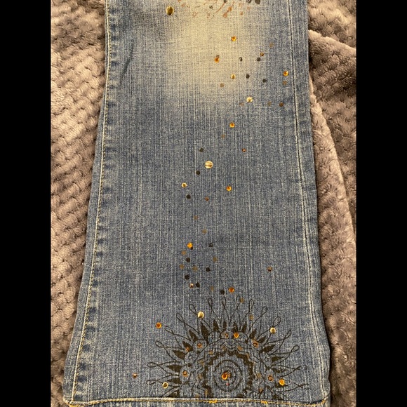 EC Hippie gold and bronze embellished jeans sz30/11 - Picture 5 of 8